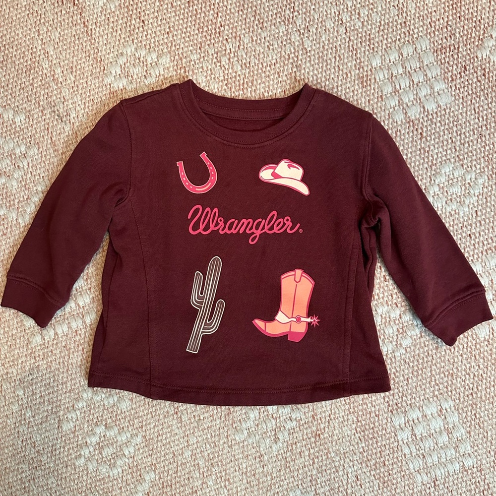 Wrangler Red Long Sleeve Tees Casual Cotton